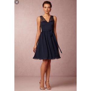 BHLDN Ainsley Chiffon Dress in Navy